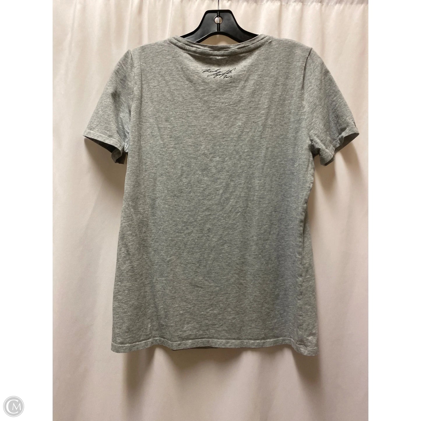 Top Short Sleeve Designer By Karl Lagerfeld In Grey, Size: M