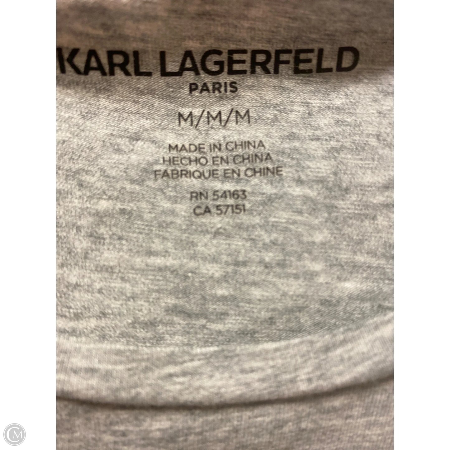Top Short Sleeve Designer By Karl Lagerfeld In Grey, Size: M