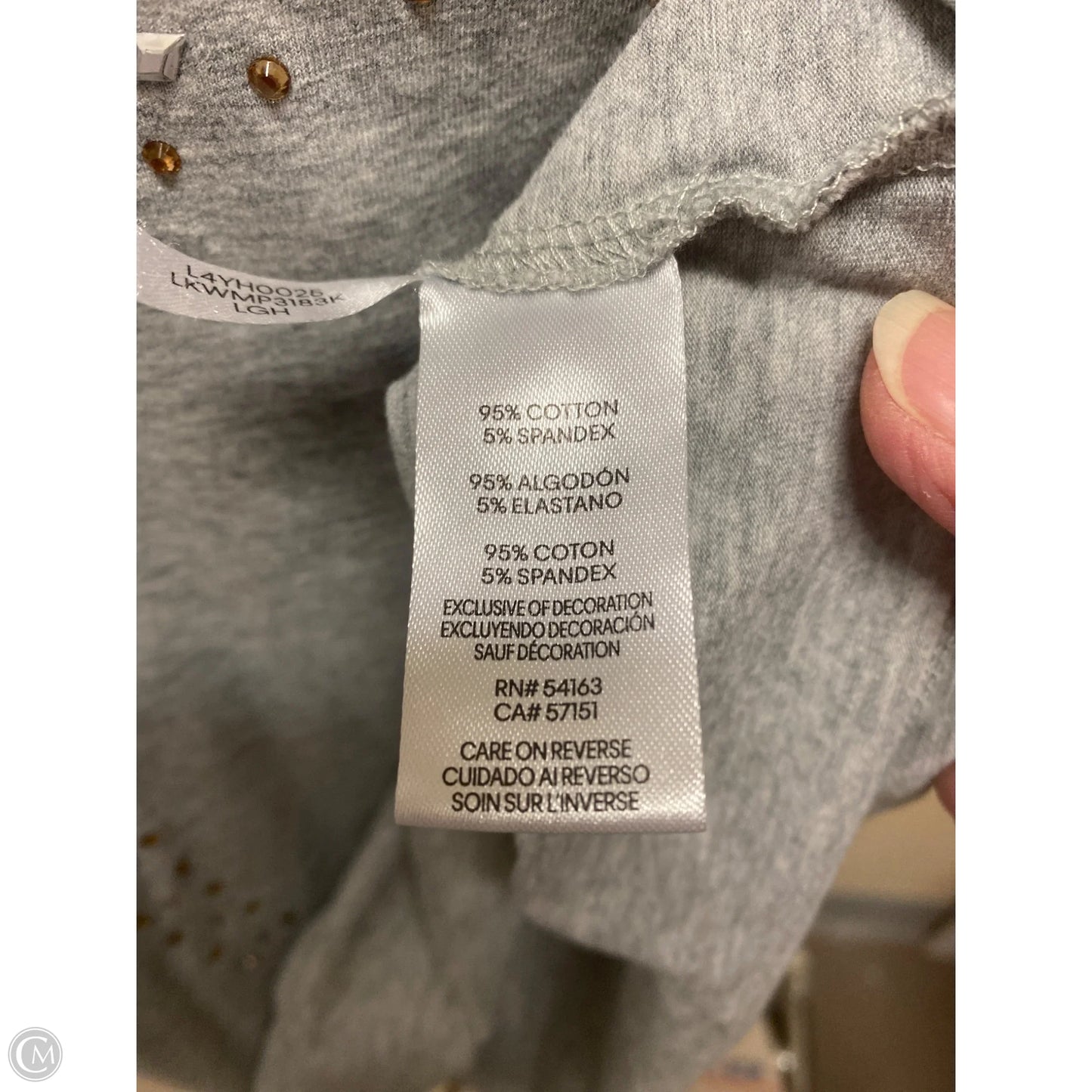 Top Short Sleeve Designer By Karl Lagerfeld In Grey, Size: M