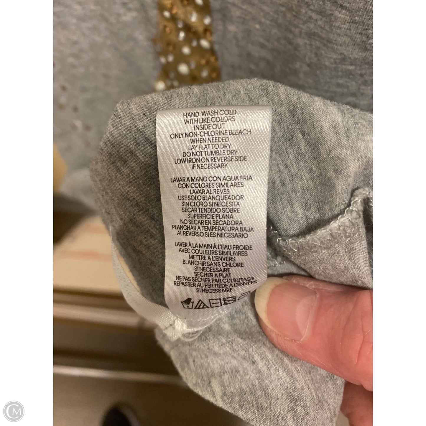 Top Short Sleeve Designer By Karl Lagerfeld In Grey, Size: M