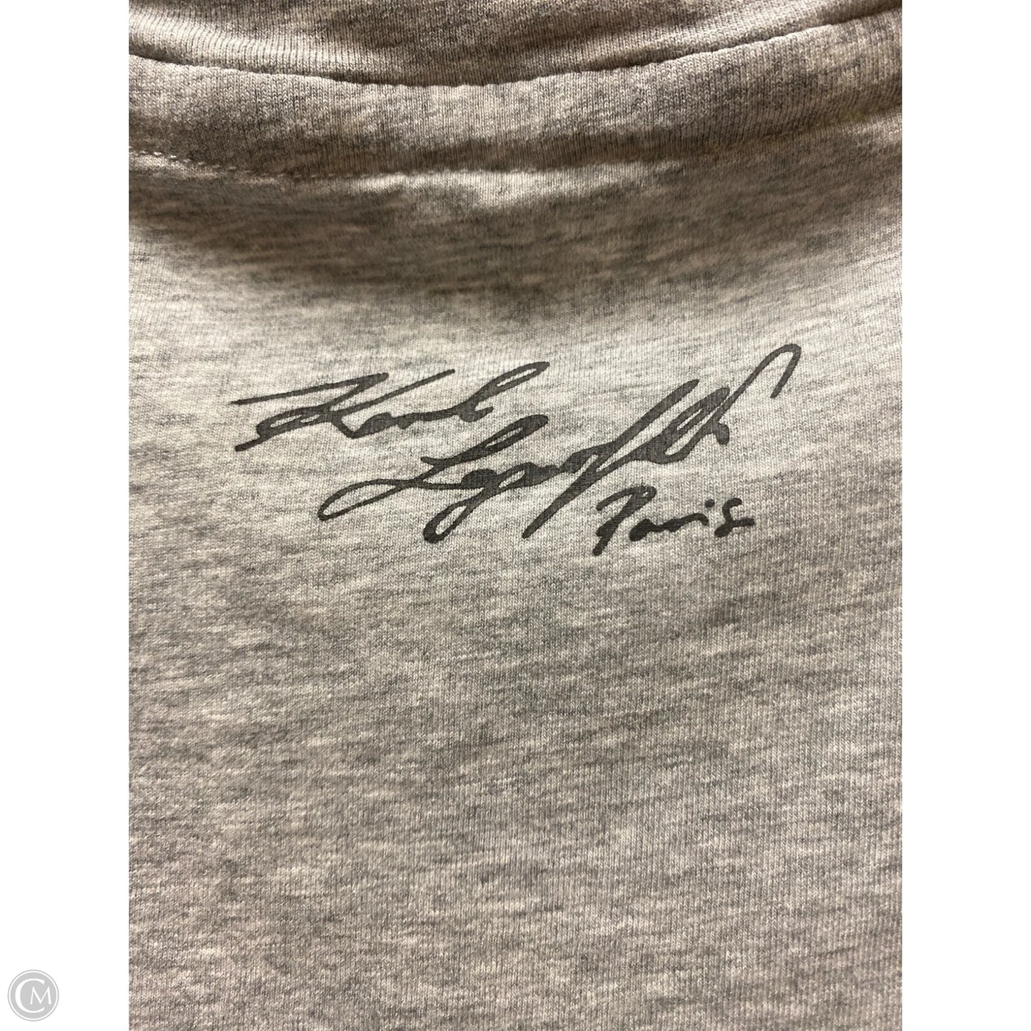 Top Short Sleeve Designer By Karl Lagerfeld In Grey, Size: M