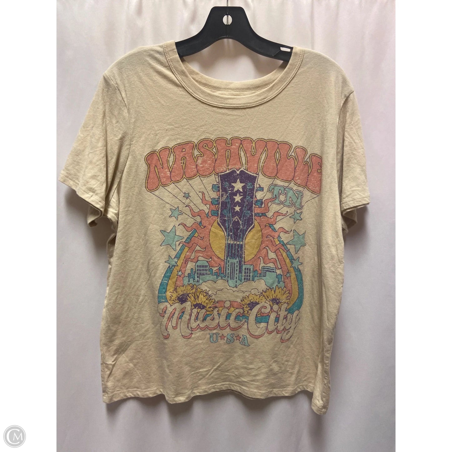 Top Short Sleeve By Zoe And Liv In Beige, Size: Xl