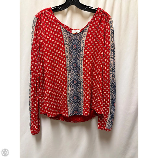 Top Long Sleeve By Lucky Brand In Red, Size: L