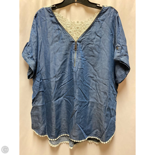 Top Short Sleeve By Signature Studio In Blue, Size: Xl
