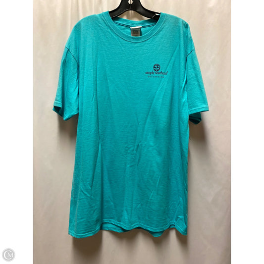 Top Short Sleeve By Simply Southern In Teal, Size: Xl