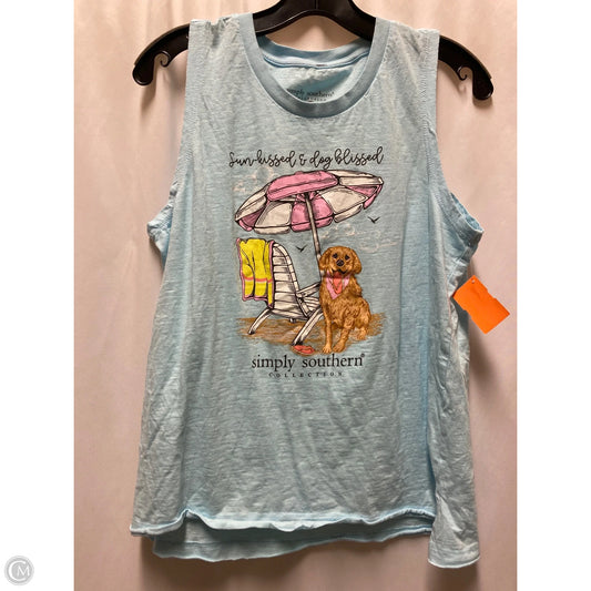 Top Sleeveless By Simply Southern In Blue, Size: L