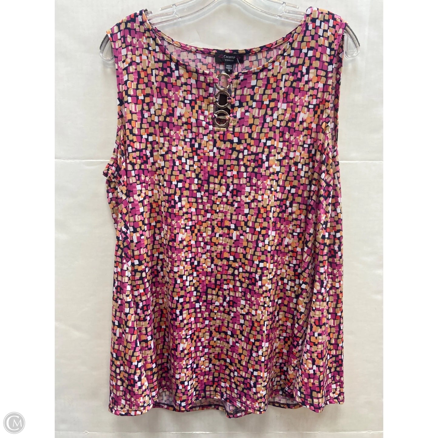 Top Sleeveless By Cocomo In Pink, Size: 1x