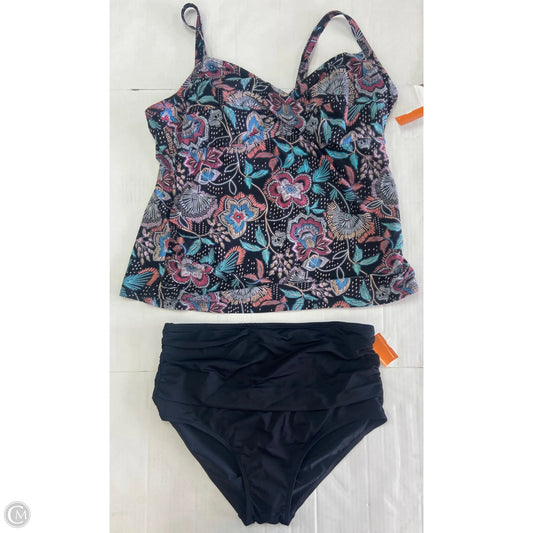 Swimsuit 2pc By Croft And Barrow In Black & Pink, Size: 1x