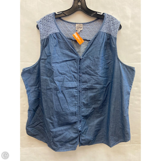Top Sleeveless By Como Vintage In Blue, Size: 3x
