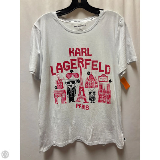 Top Short Sleeve Designer By Karl Lagerfeld In White, Size: L