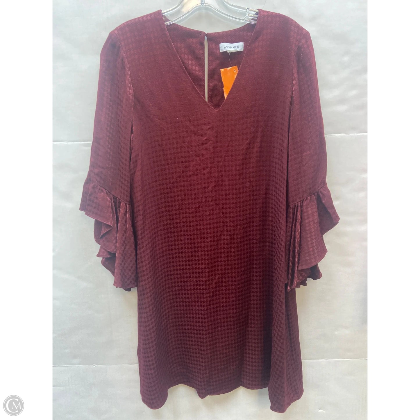 Dress Casual Midi By Calvin Klein In Maroon, Size: Xs