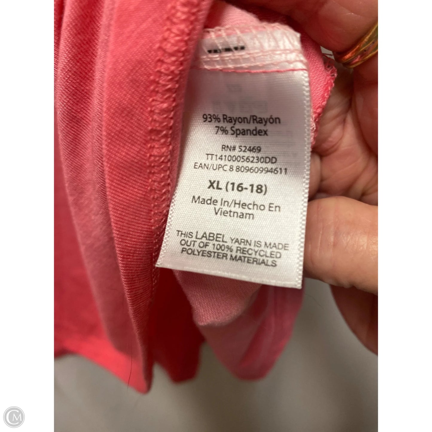 Top Short Sleeve  Time & Tru, In Pink, Size: XL