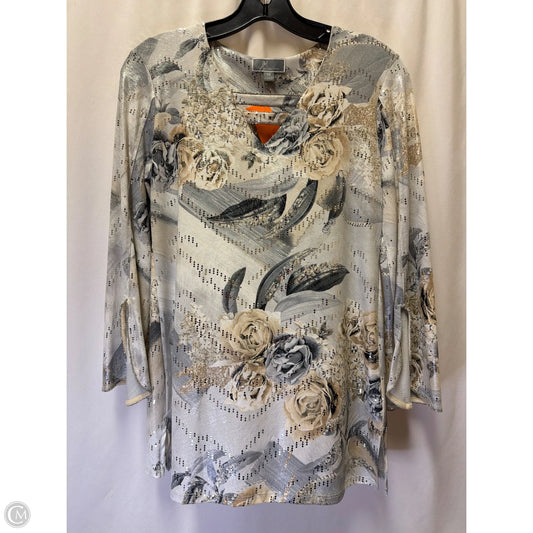 Top Long Sleeve By Jm Collections In Grey, Size: Xs
