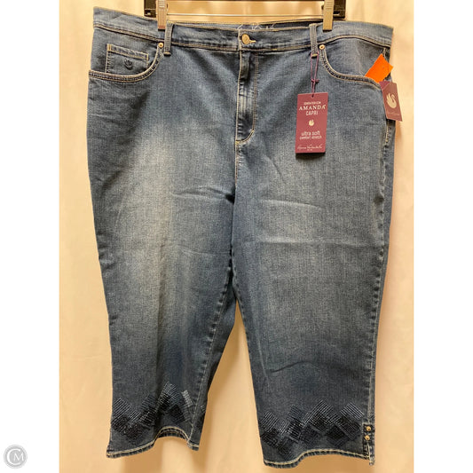 Capris By Gloria Vanderbilt In Blue Denim, Size: 20