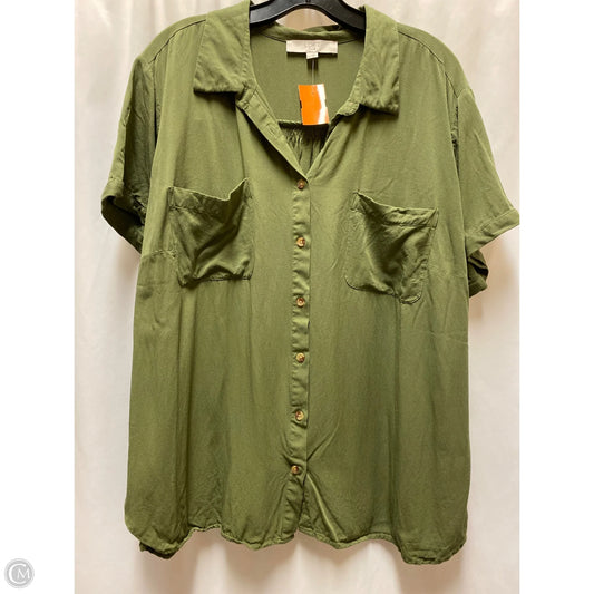 Top Short Sleeve By Loft In Green, Size: 3x