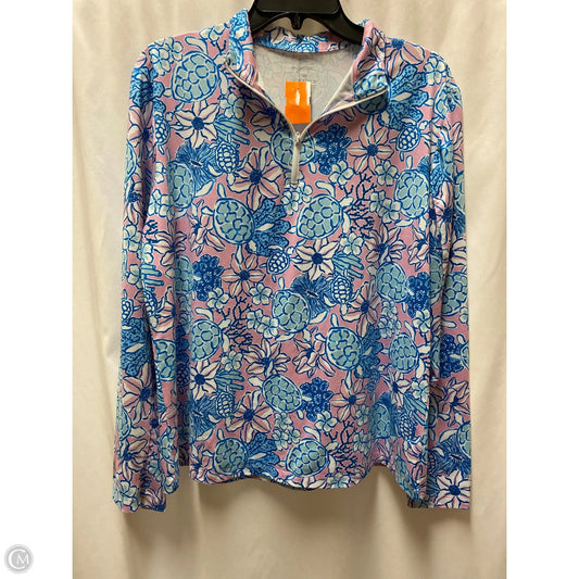 Athletic Top Long Sleeve Collar By Gottex In Blue, Size: Xl