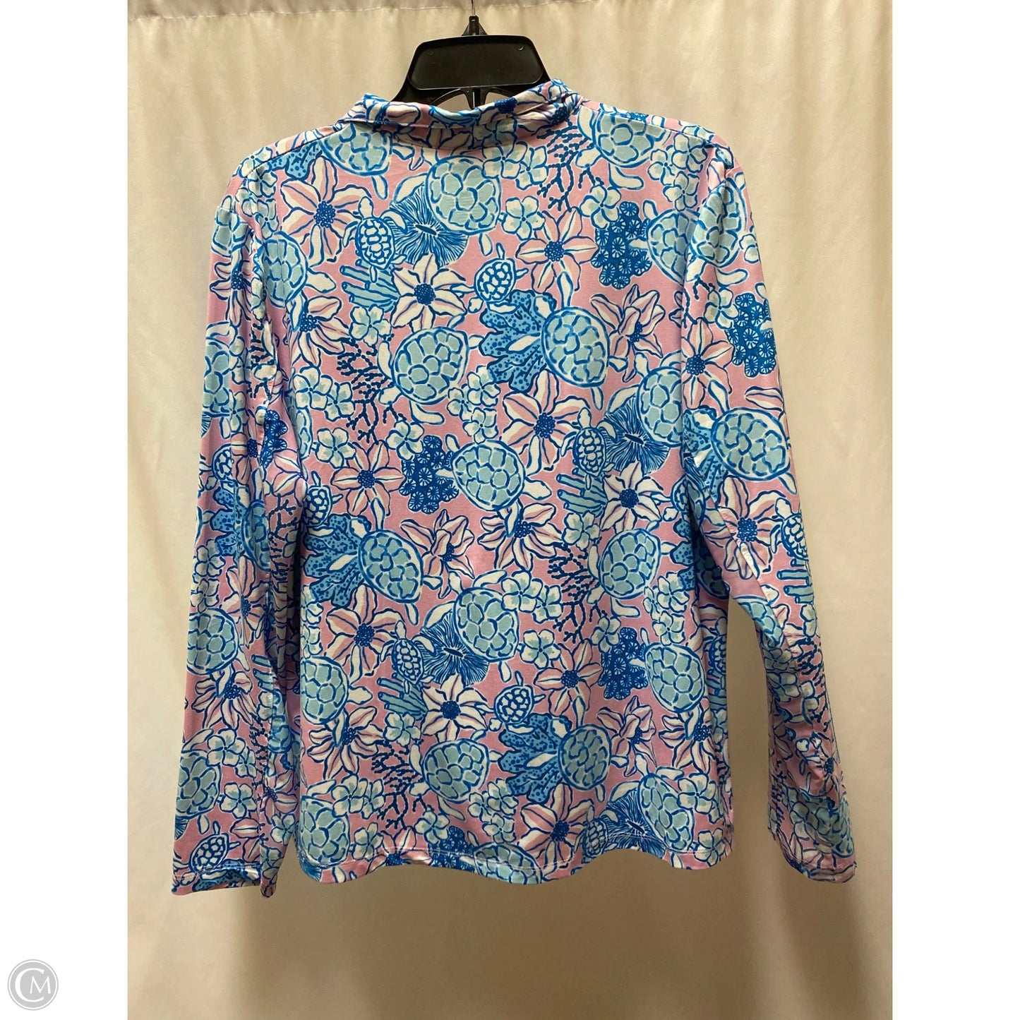 Athletic Top Long Sleeve Collar By Gottex In Blue, Size: Xl