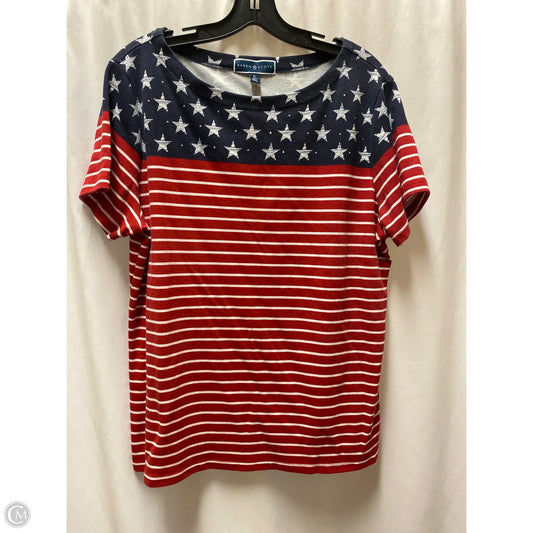 Top Short Sleeve By Karen Scott In Red & White, Size: Xl