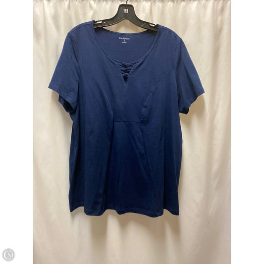 Top Short Sleeve By Kim Rogers In Navy, Size: Xl