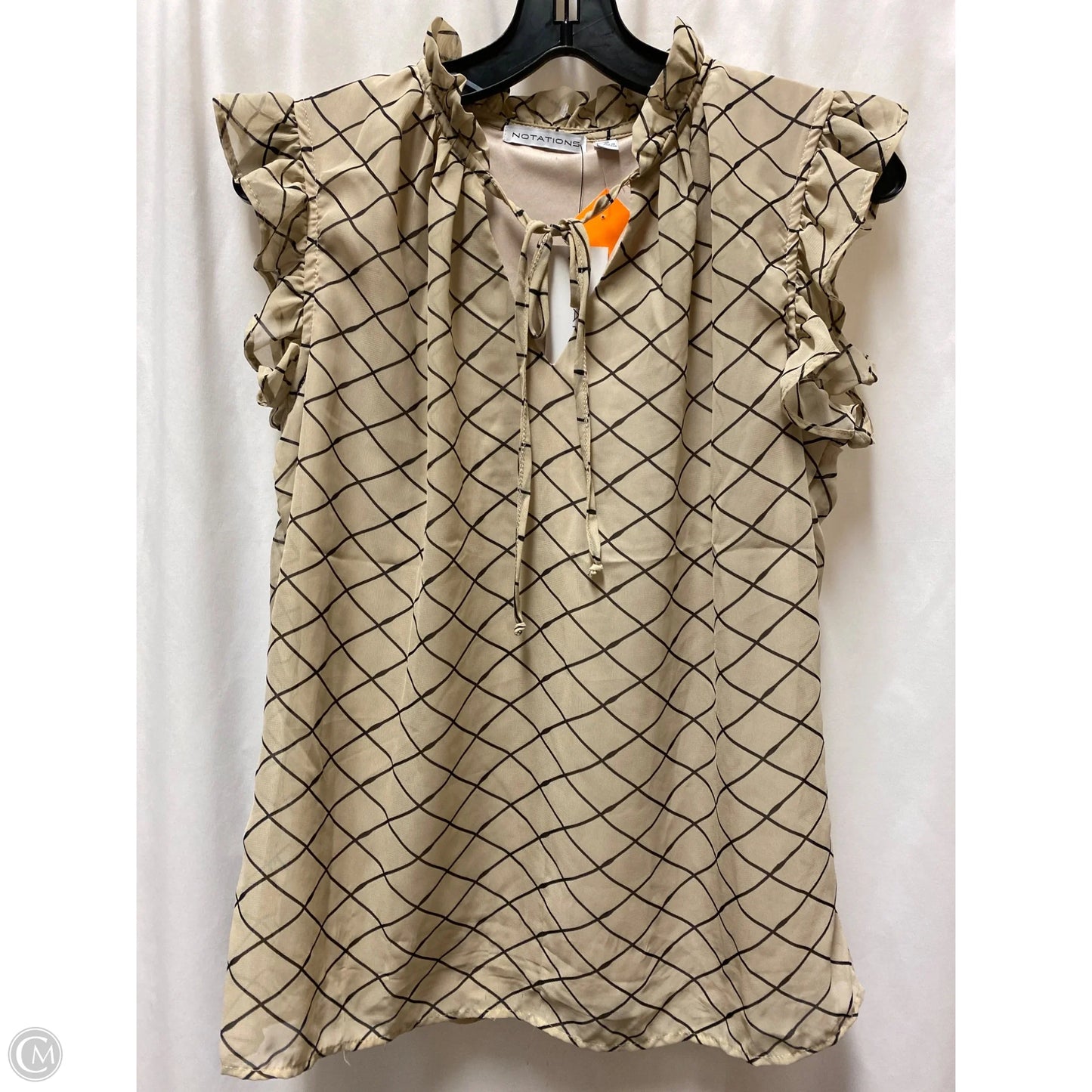 Top Sleeveless By Notations In Tan, Size: M