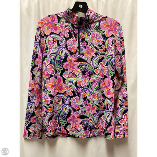 Athletic Top Long Sleeve Collar By Ibkul In Pink, Size: L