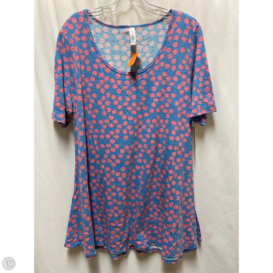 Top Short Sleeve By Lularoe In Blue & Pink, Size: L