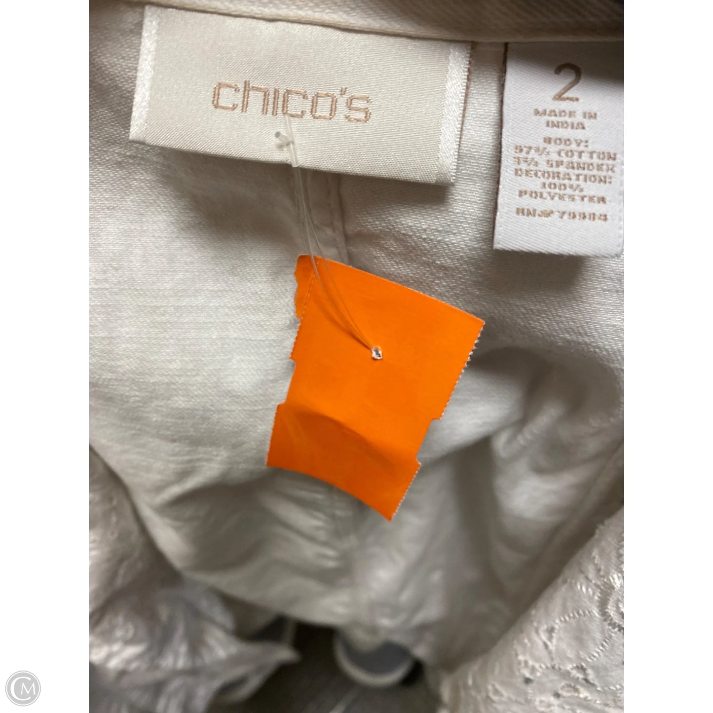 Jacket Denim By Chicos In White Denim, Size: L