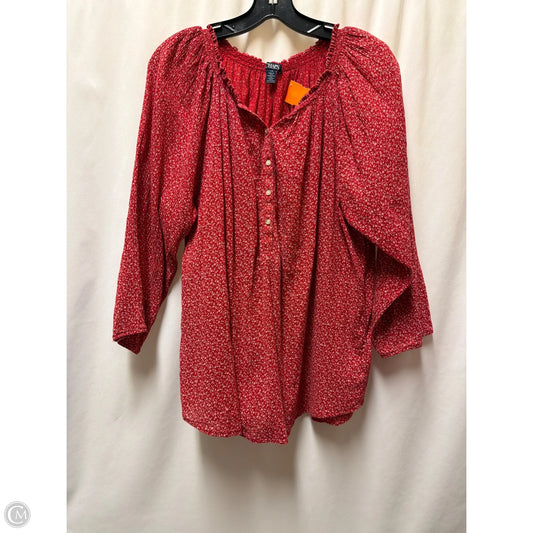 Top Long Sleeve By Chaps In Red, Size: L