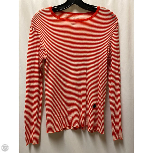 Top Long Sleeve Designer By Tory Burch In Red & White, Size: M
