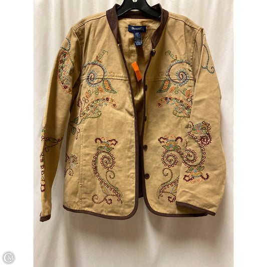 Jacket Denim By Denim And Company In Brown Denim, Size: L