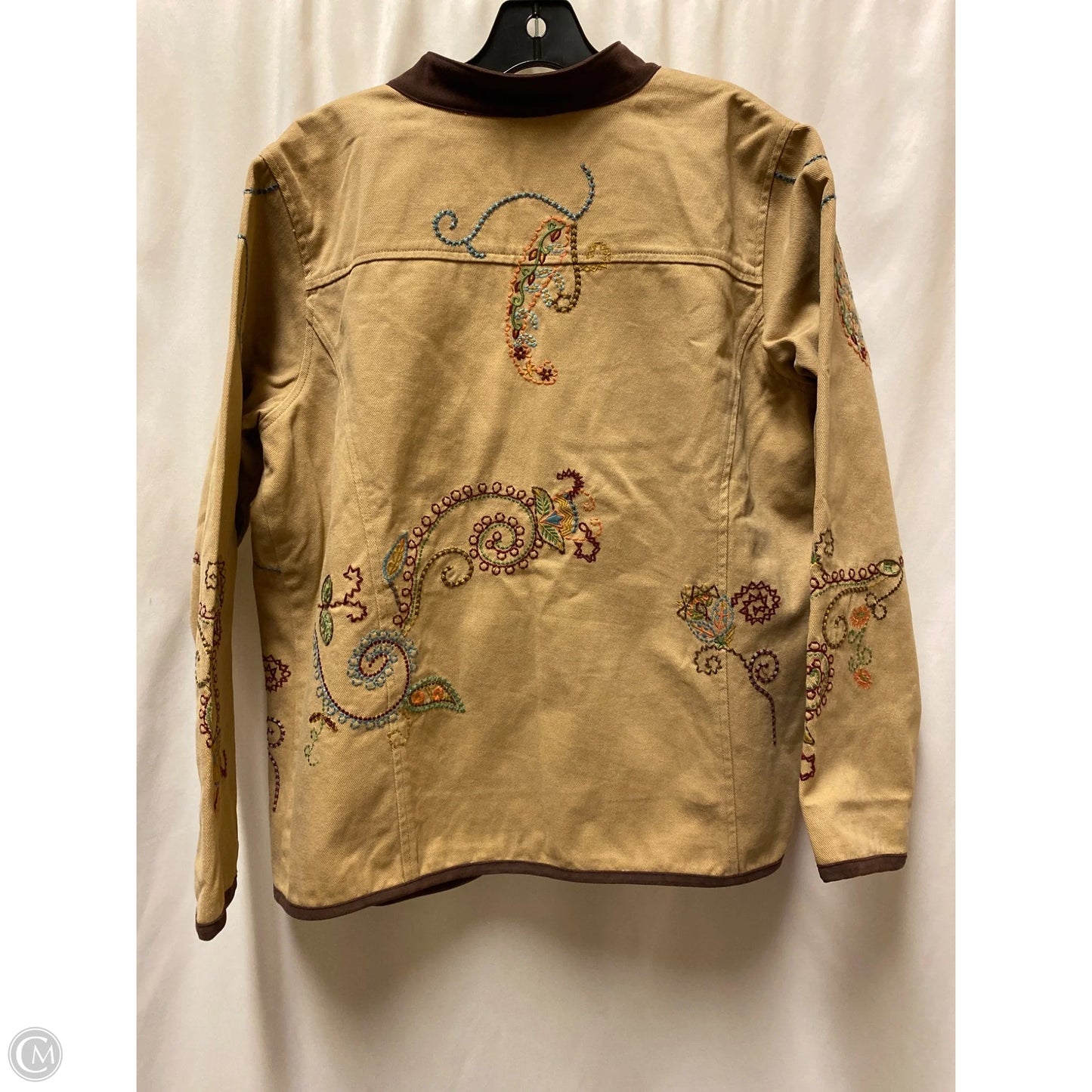 Jacket Denim By Denim And Company In Brown Denim, Size: L