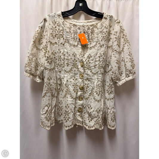 Top Short Sleeve By Anthropologie In White, Size: M