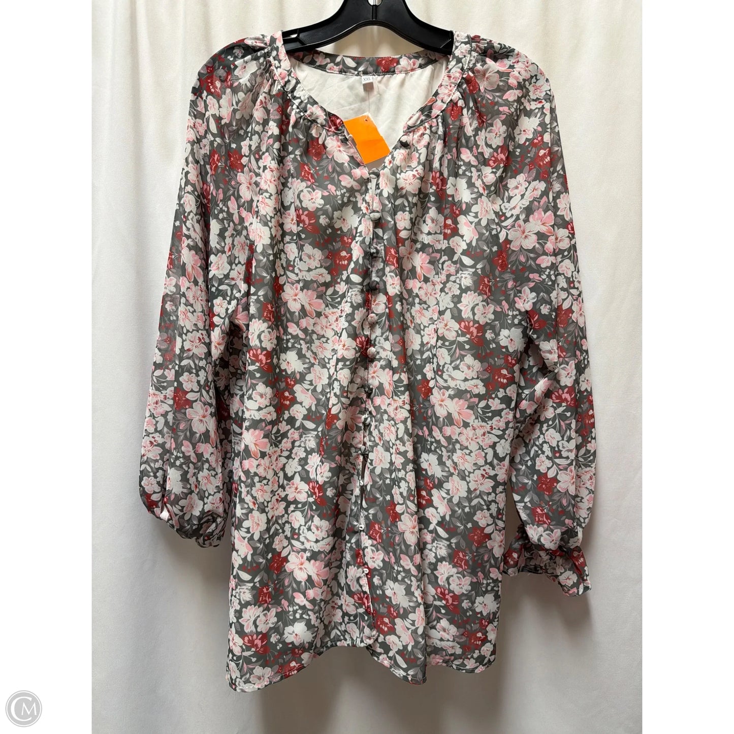 Top Long Sleeve By Clothes Mentor In Grey & Pink, Size: Xxl