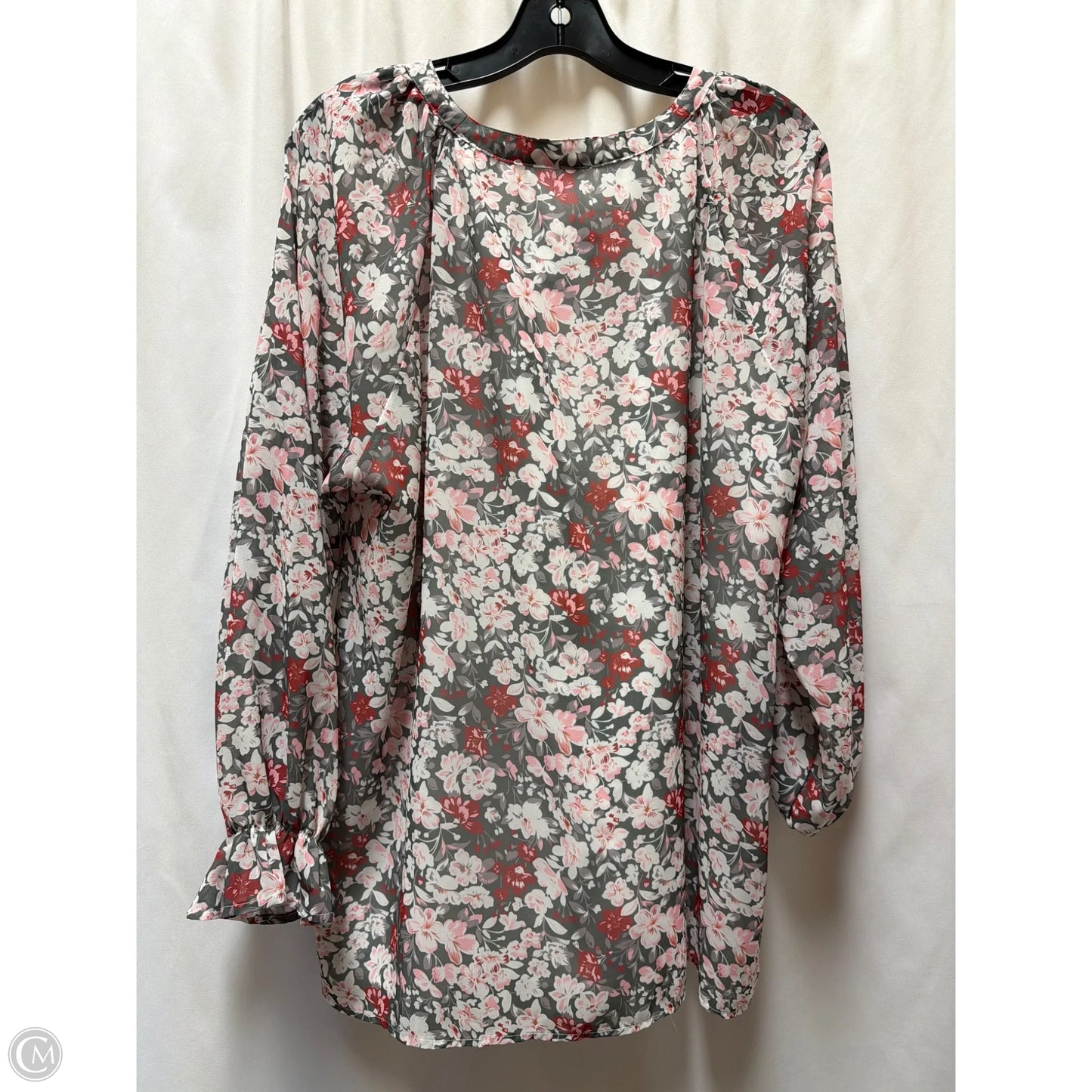 Top Long Sleeve By Clothes Mentor In Grey & Pink, Size: Xxl