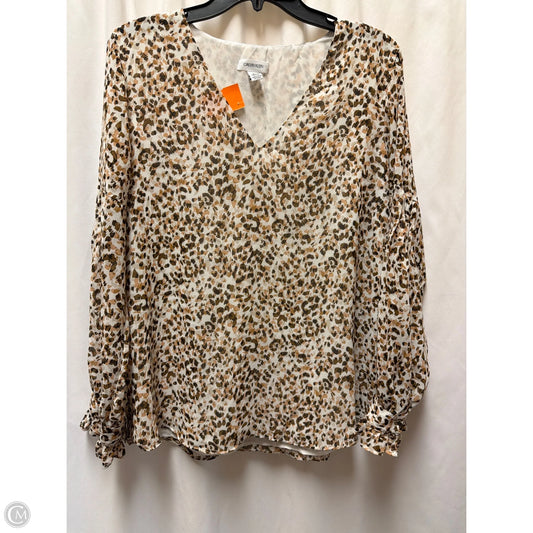 Top Long Sleeve By Calvin Klein In Tan, Size: L