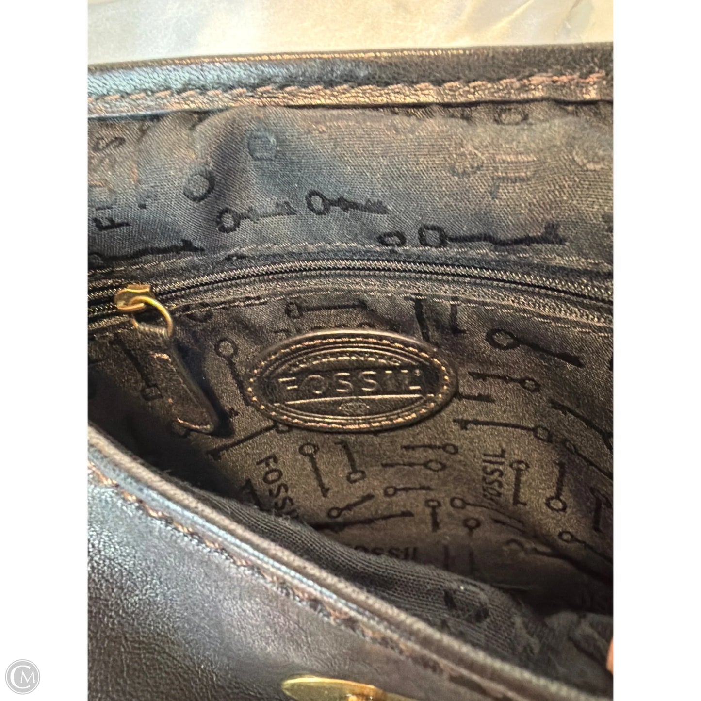 Crossbody Leather By Fossil, Size: Medium