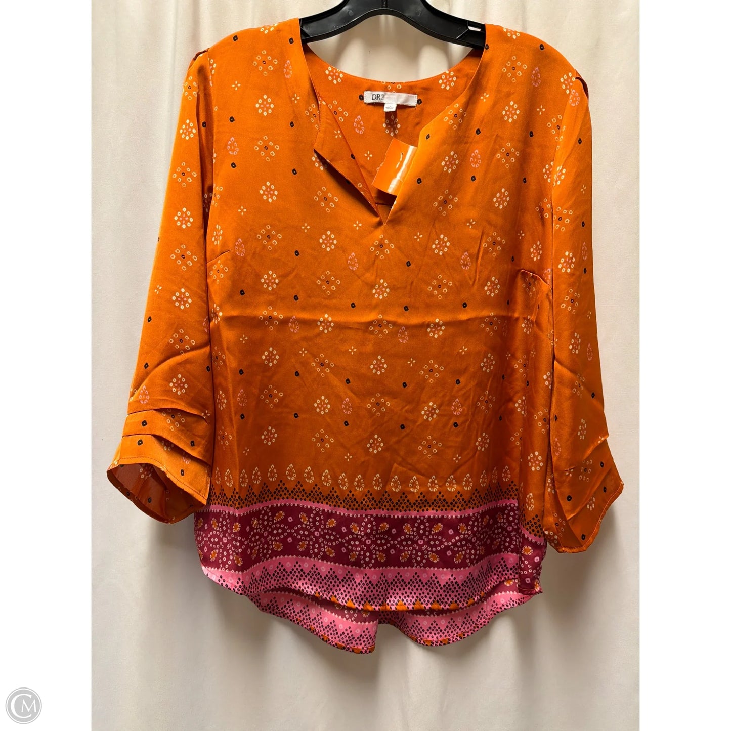 Top Long Sleeve By Dr2 In Orange, Size: L