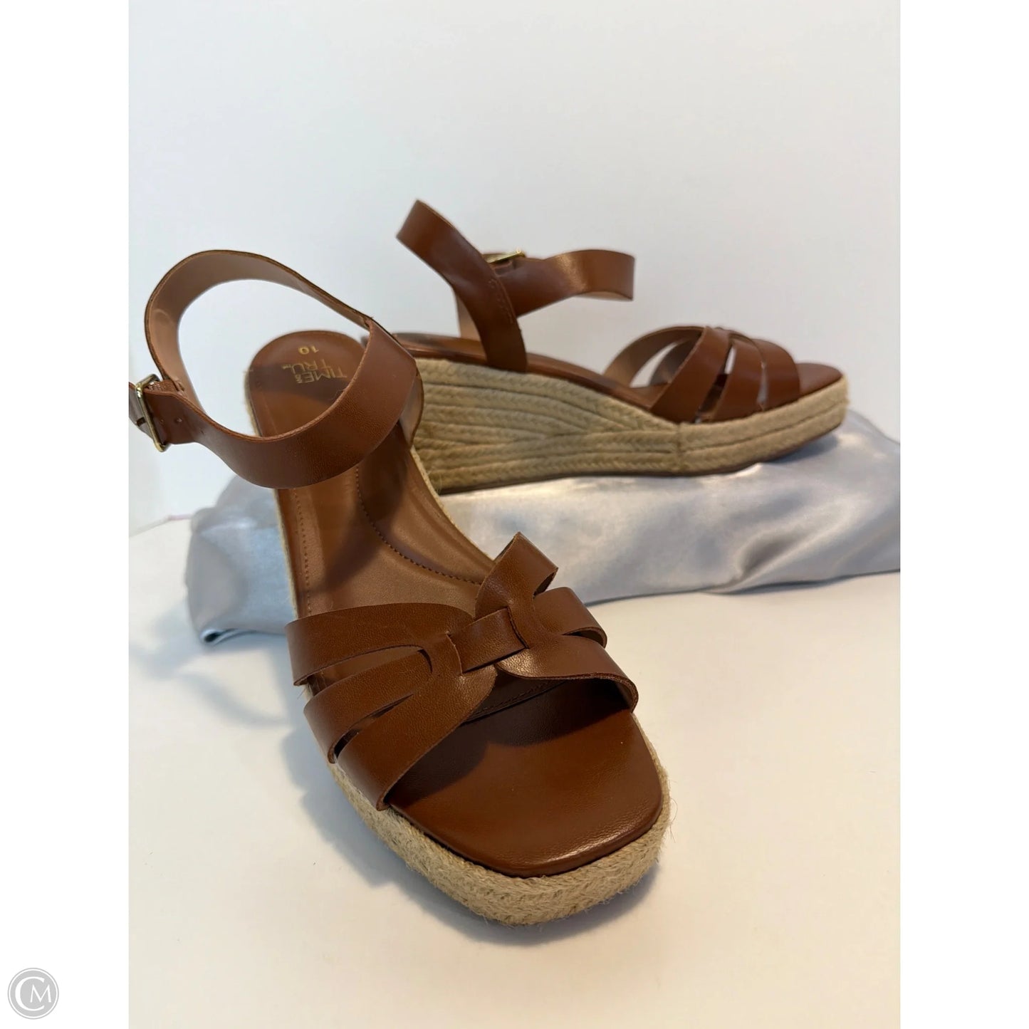 Sandals Heels Block By Time And Tru In Brown, Size: 10