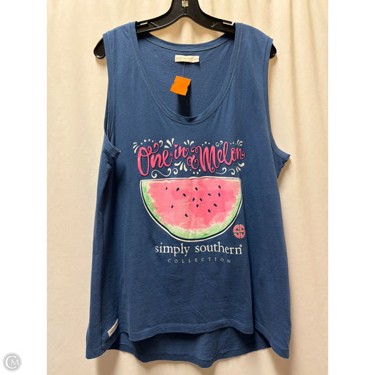 Tank Top By Simply Southern In Blue, Size: L