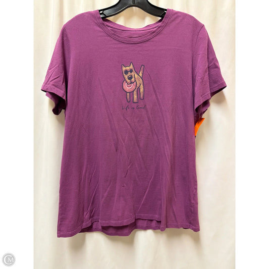 Top Short Sleeve By Life Is Good In Purple, Size: L