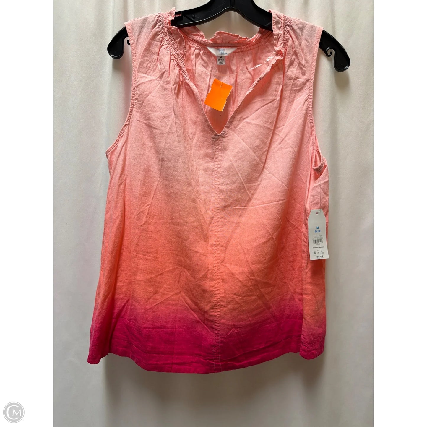 Top Sleeveless By Time And Tru In Pink, Size: M