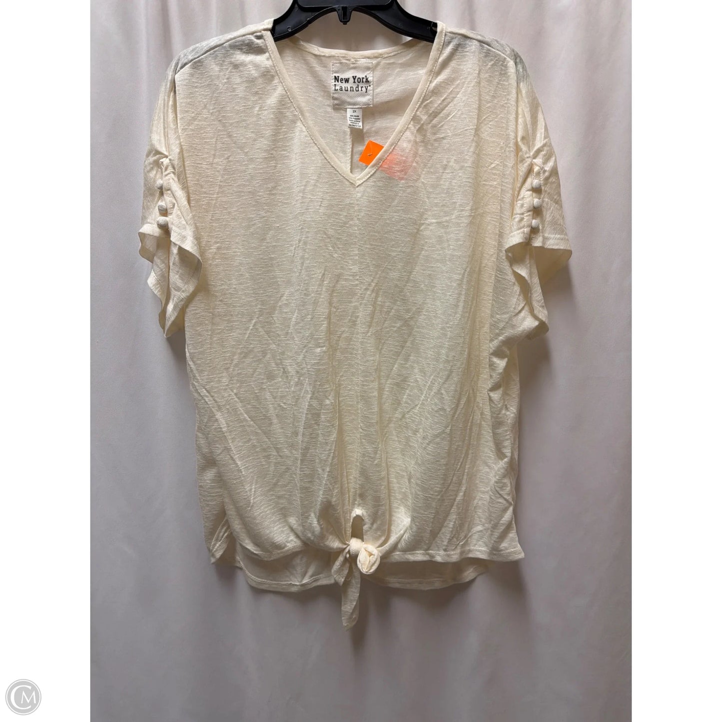 Top Short Sleeve By New York Laundry In Cream, Size: 2x