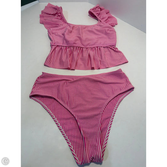 Swimsuit 2pc By Clothes Mentor In Pink & White, Size: M