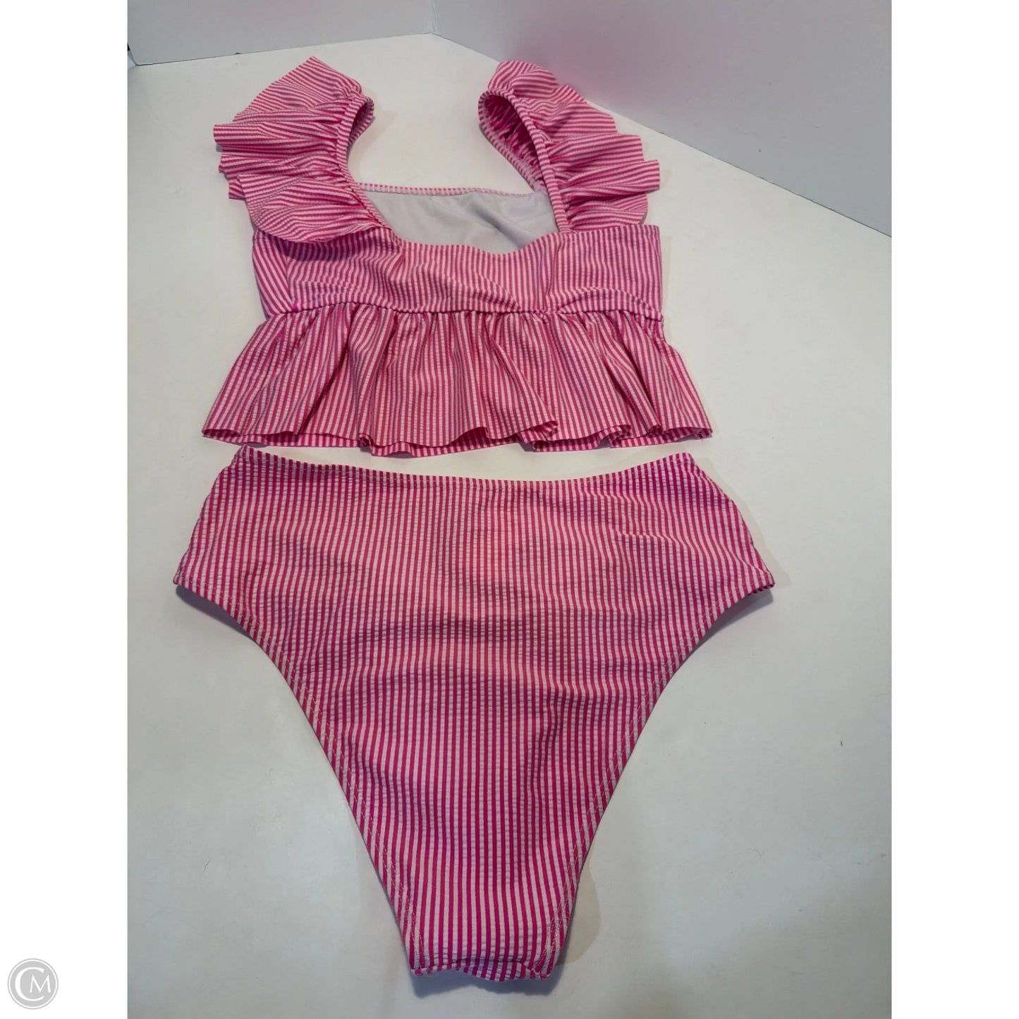 Swimsuit 2pc By Clothes Mentor In Pink & White, Size: M