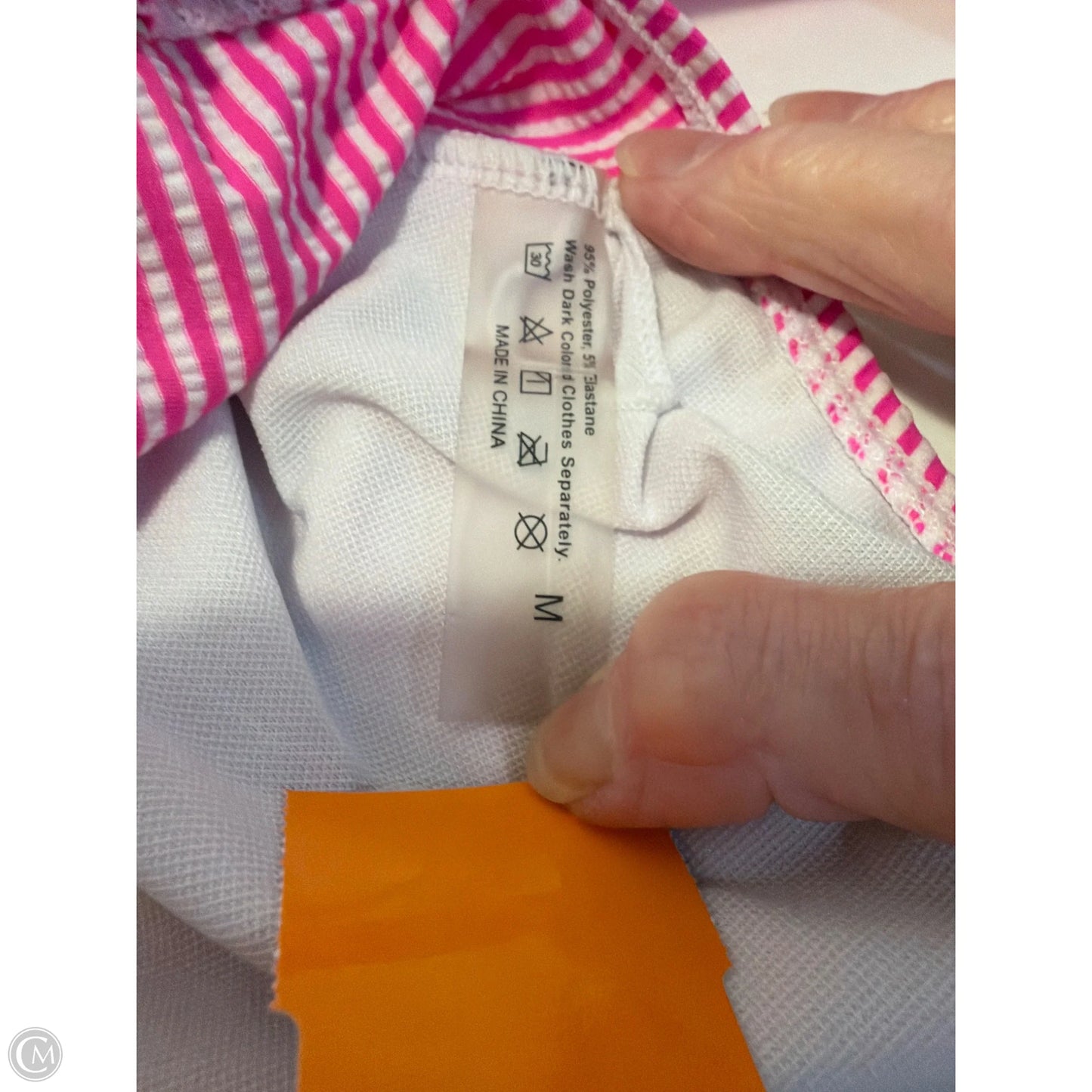 Swimsuit 2pc By Clothes Mentor In Pink & White, Size: M