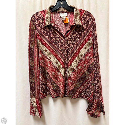 Top Long Sleeve By Worthington In Maroon, Size: Xl