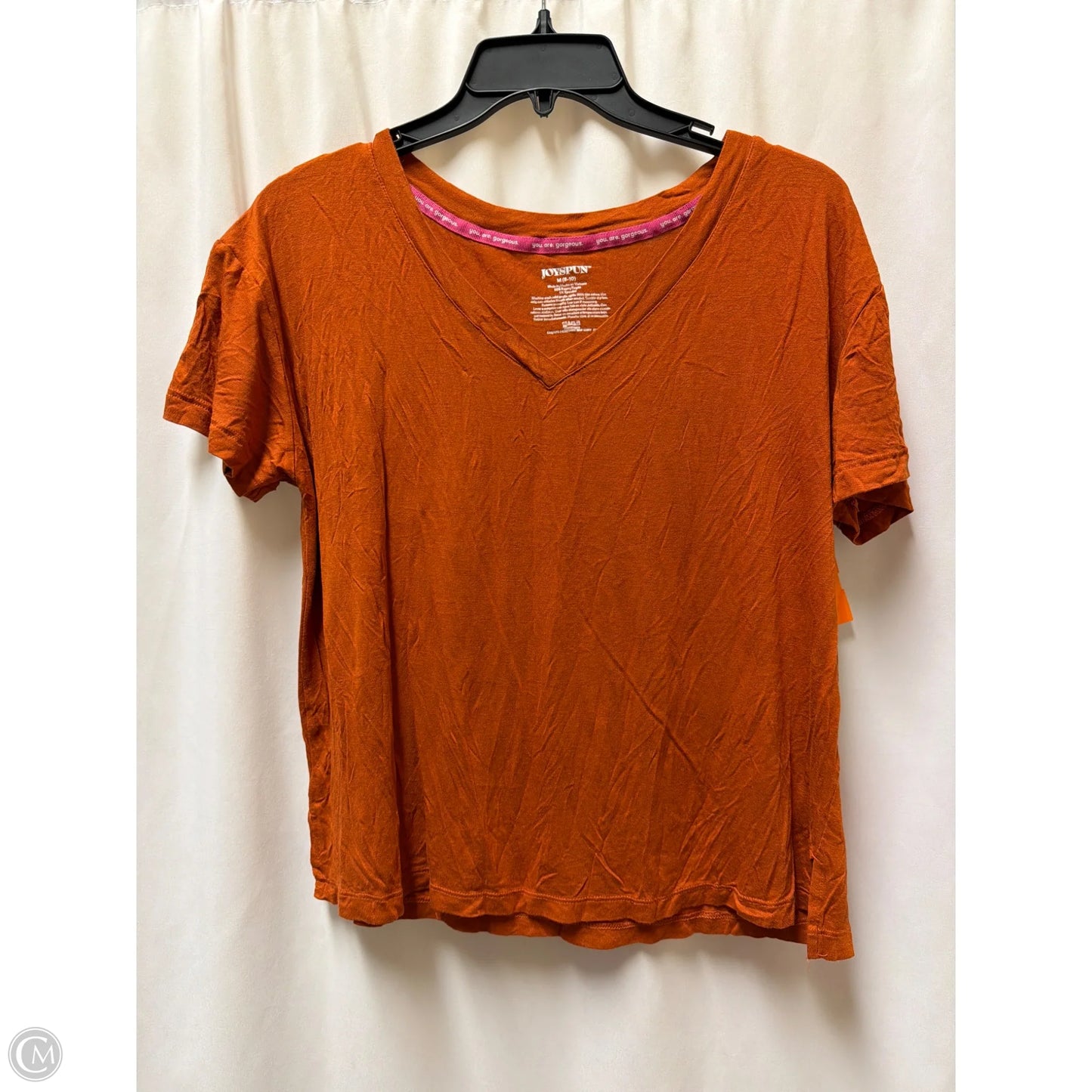 Top Short Sleeve By Joyspun In Orange, Size: M