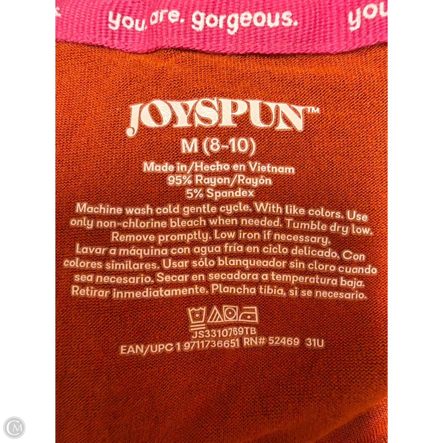 Top Short Sleeve By Joyspun In Orange, Size: M