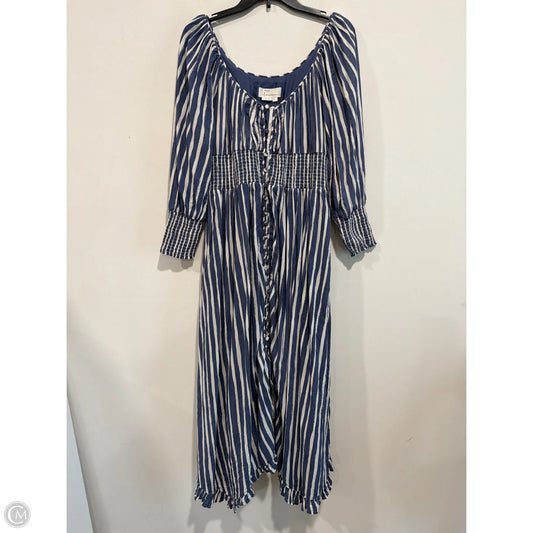 Dress Casual Maxi By Anthropologie In Blue & White, Size: L