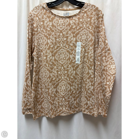 Top Long Sleeve By Croft And Barrow In Brown & White, Size: Xl